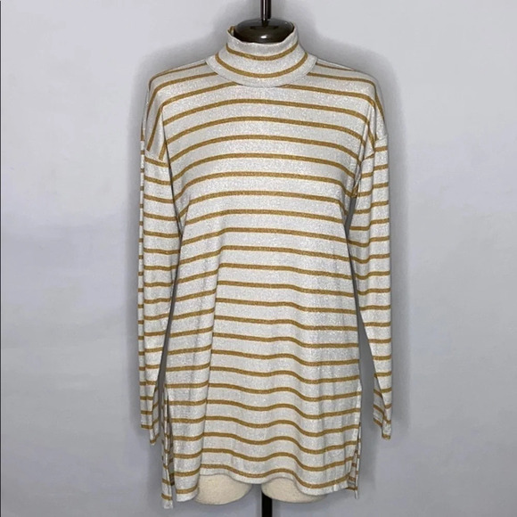 Anthro Vanessa Virginia Striped Metallic Top - S - Picture 2 of 8